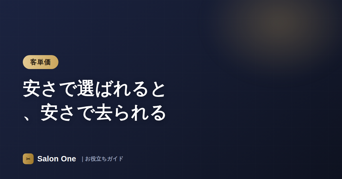 安さで選ばれると、安さで去られる